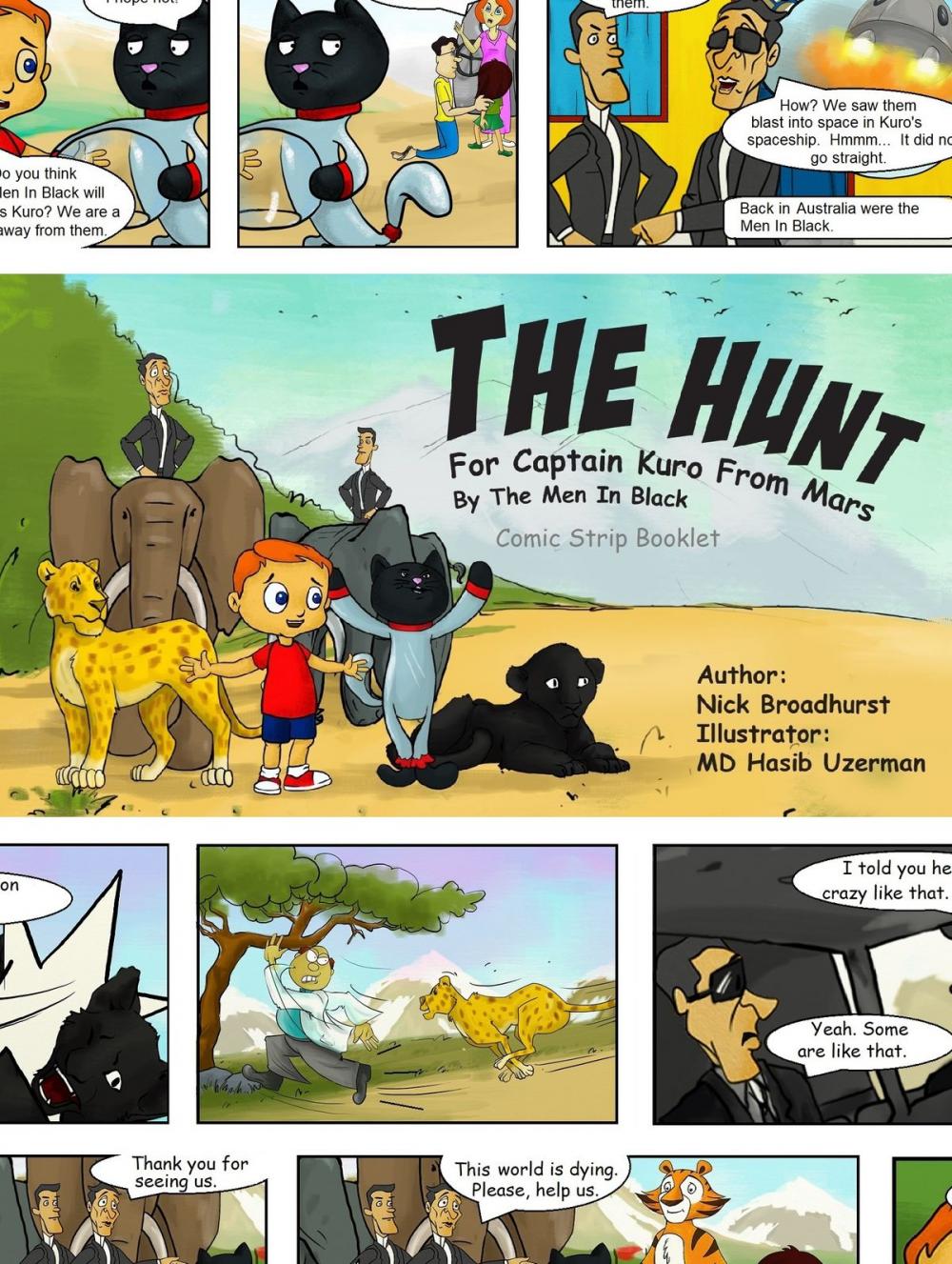 Big bigCover of The Hunt For Captain Kuro From Mars By The Men In Black Comic Strip Booklet