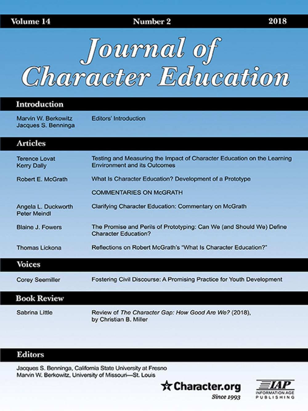 Big bigCover of Journal of Character Education