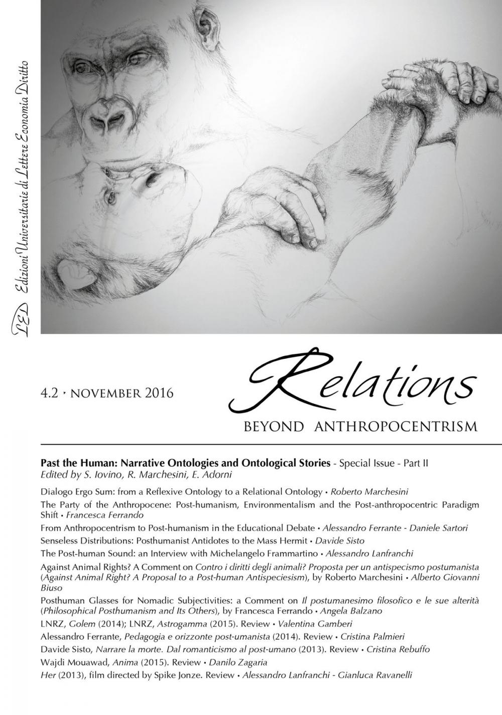 Big bigCover of Relations. Beyond Anthropocentrism. Vol. 4, No. 2 (2016). Past the Human: Narrative Ontologies and Ontological Stories: Part II