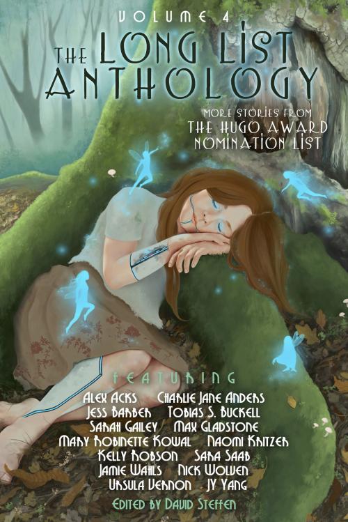 Cover of the book The Long List Anthology Volume 4 by David Steffen, Mary Robinette Kowal, Max Gladstone, Naomi Kritzer, Ursula Vernon, Charlie Jane Anders, Tobias S. Buckell, Nick Wolven, Jamie Wahls, Alex Acks, Sarah Gailey, JY Yang, Jess Barber, Sara Saab, Kelly Robson, Diabolical Plots, L.L.C.