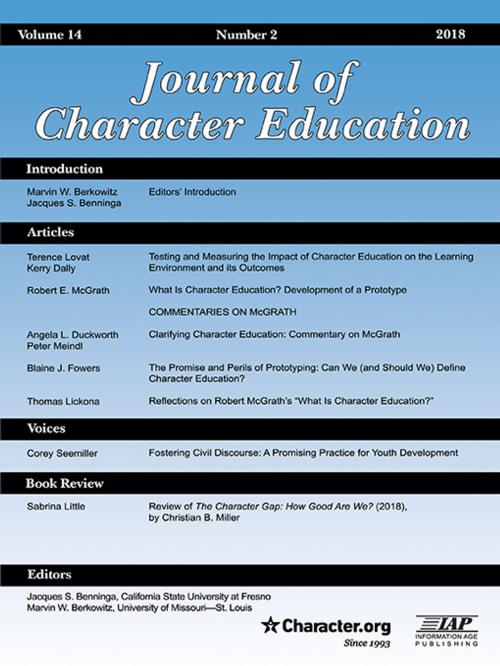 Cover of the book Journal of Character Education by , Information Age Publishing