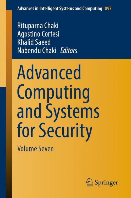 Cover of the book Advanced Computing and Systems for Security by , Springer Singapore