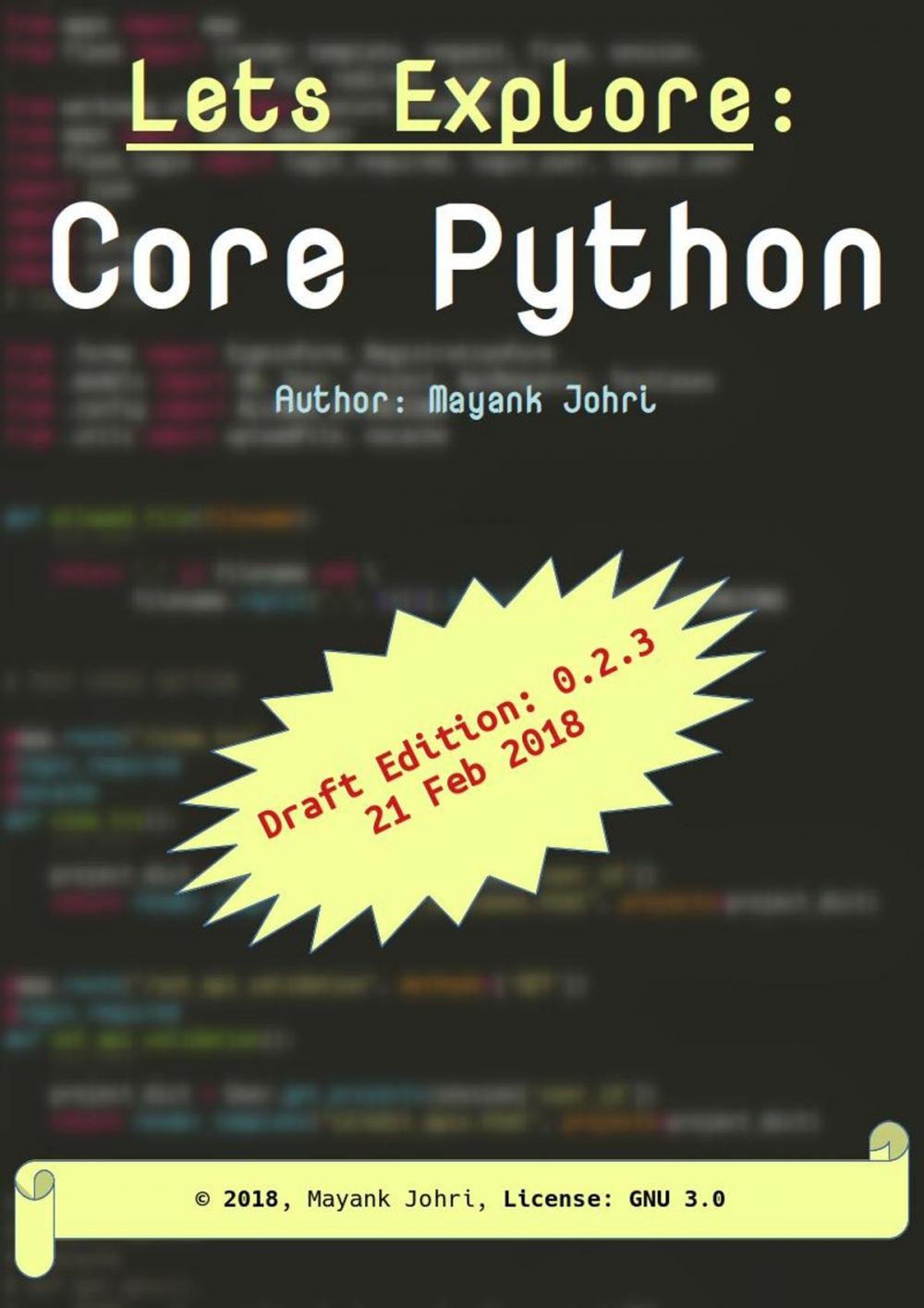 Big bigCover of Lets Explore: Core Python (draft version: 0.2.x)