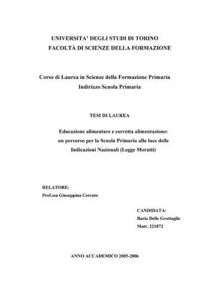 Cover of the book Educazione alimentare e corretta alimentazione: un percorso per la Scuola Primaria alla luce delle Indicazioni Nazionali (Legge Moratti) by Filippo Giordano