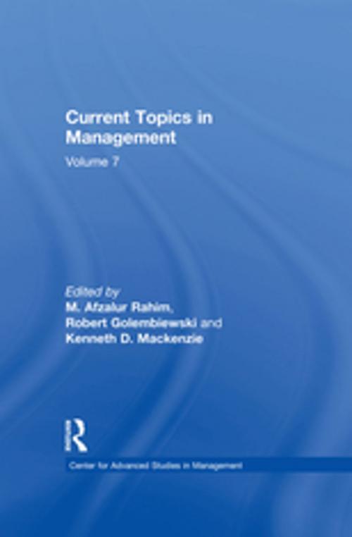 Cover of the book Current Topics in Management by , Taylor and Francis