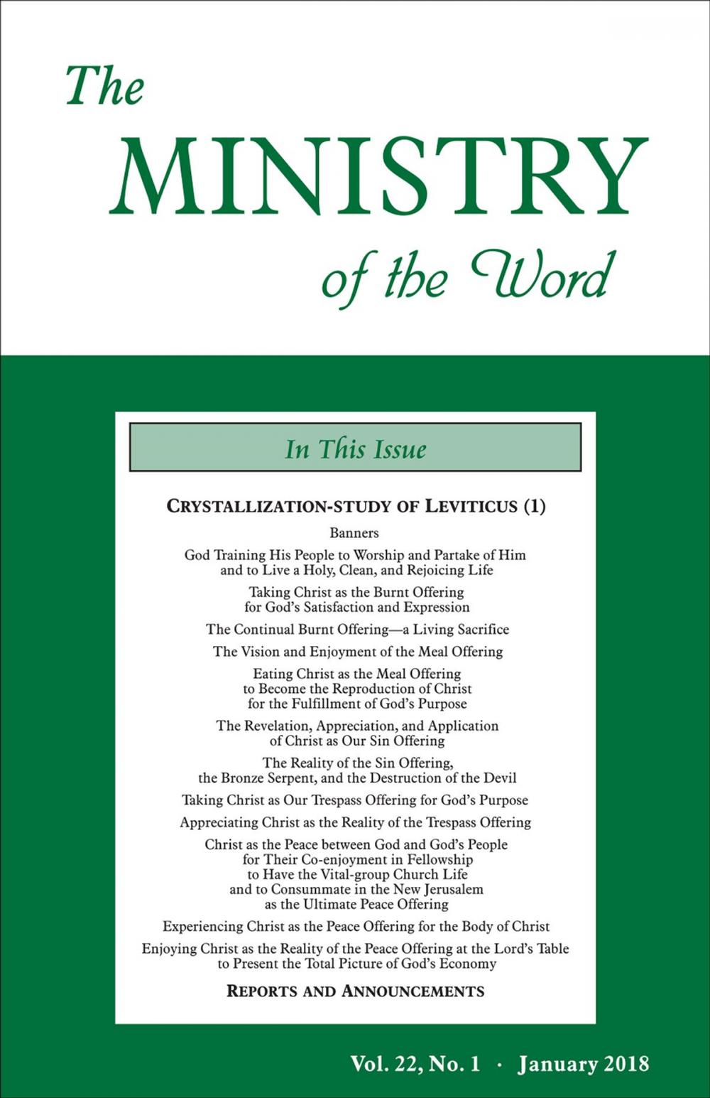 Big bigCover of The Ministry of the Word, Vol. 22, No. 01
