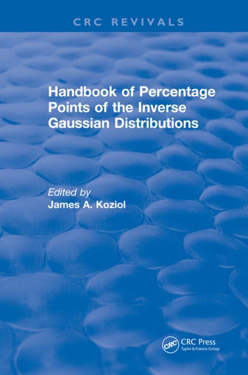 Cover of the book Handbook of Percentage Points of the Inverse Gaussian Distributions by James A. Koziol, CRC Press
