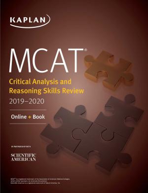 Book cover of MCAT Critical Analysis and Reasoning Skills Review 2019-2020