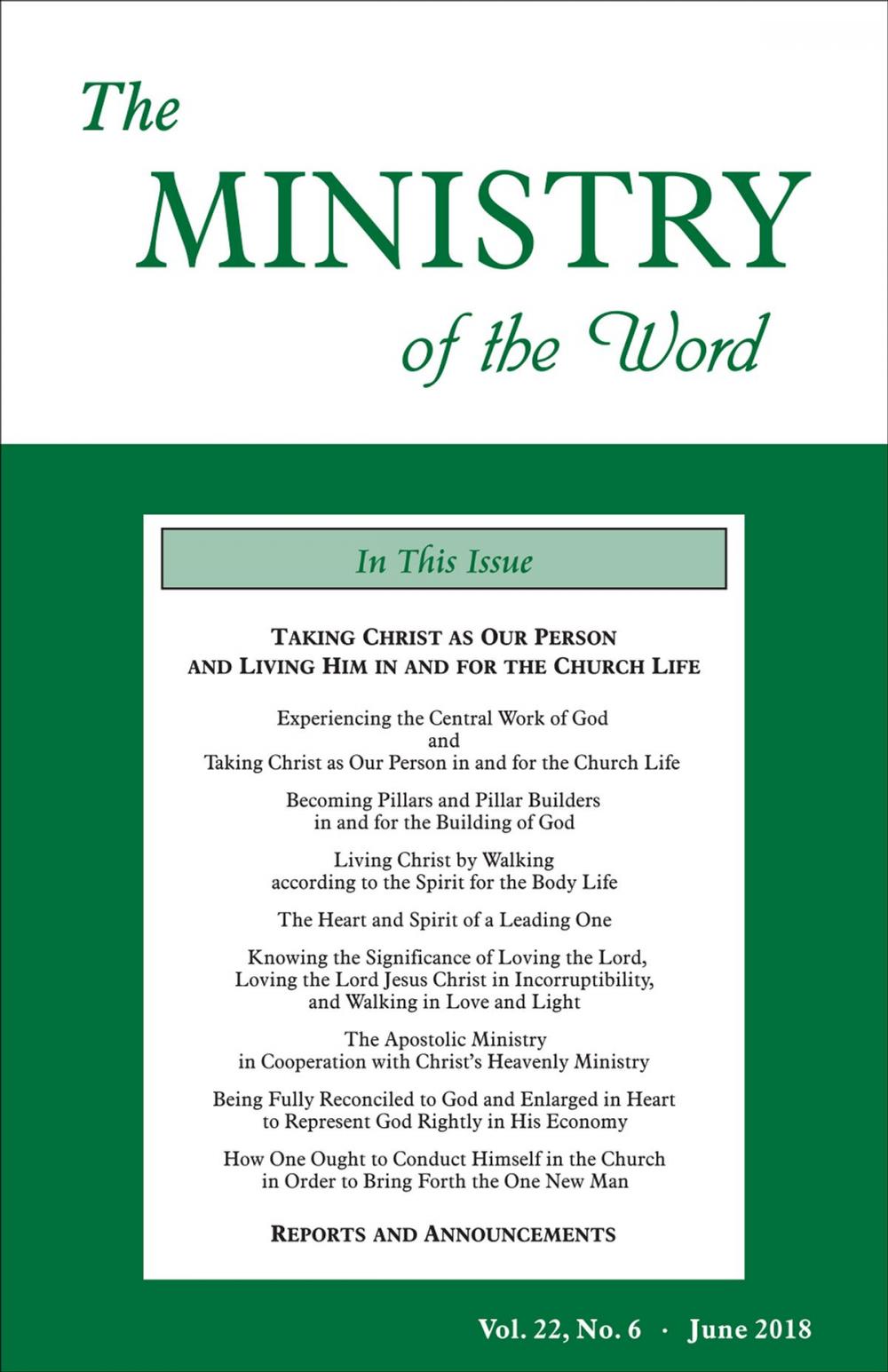 Big bigCover of The Ministry of the Word, Vol. 22, No. 6