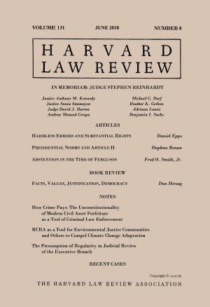 Book cover of Harvard Law Review: Volume 131, Number 8 - June 2018