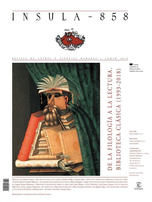 Cover of the book De la filología a la lectura: Biblioteca Clásica (Ínsula n° 858, junio de 2018) by AA. VV., Grupo Planeta