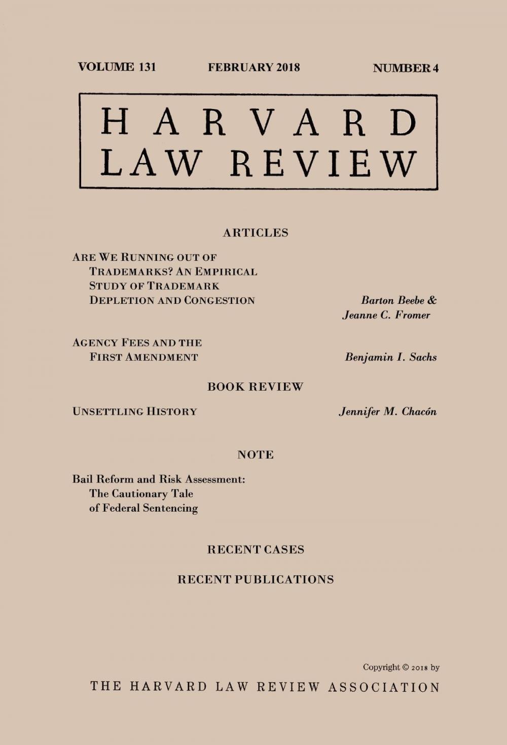 Big bigCover of Harvard Law Review: Volume 131, Number 4 - February 2018