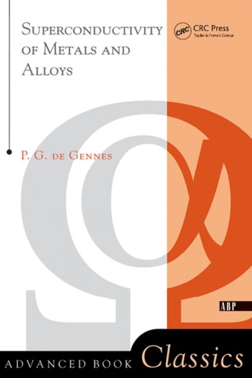 Cover of the book Superconductivity Of Metals And Alloys by P. G. De Gennes, CRC Press