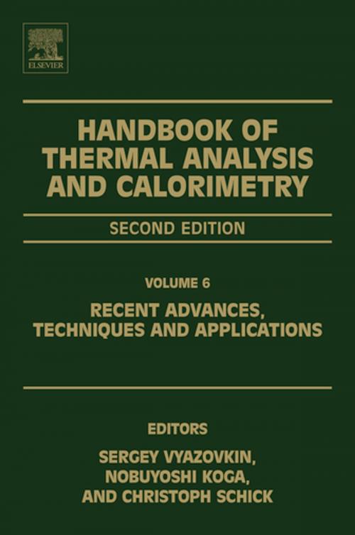 Cover of the book Handbook of Thermal Analysis and Calorimetry by Sergey Vyazovkin, Nobuyoshi Koga, Christoph Schick, Elsevier Science
