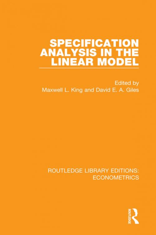 Cover of the book Specification Analysis in the Linear Model by , Taylor and Francis
