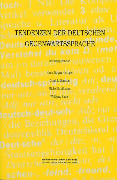 Cover of the book Tendenzen der deutschen Gegenwartssprache by Collectif, Presses Sorbonne Nouvelle via OpenEdition