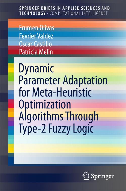 Cover of the book Dynamic Parameter Adaptation for Meta-Heuristic Optimization Algorithms Through Type-2 Fuzzy Logic by Frumen Olivas, Fevrier Valdez, Oscar Castillo, Patricia Melin, Springer International Publishing
