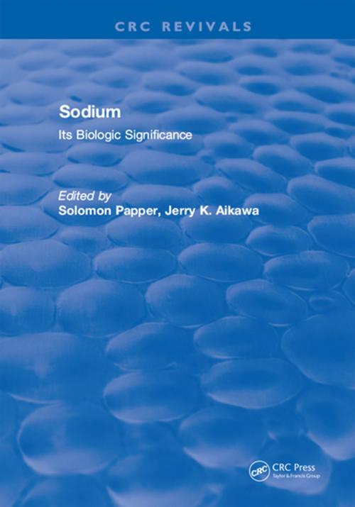 Cover of the book Sodium: Its Biologic Significance by Papper, CRC Press