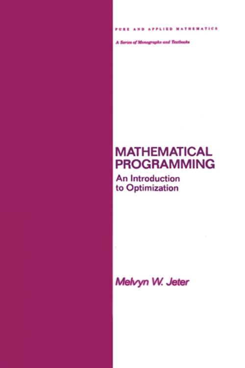 Cover of the book Mathematical Programming by Melvyn Jeter, CRC Press
