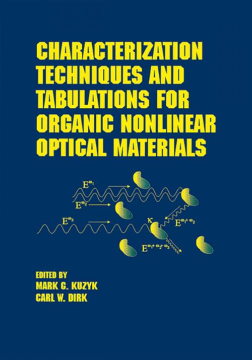 Cover of the book Characterization Techniques and Tabulations for Organic Nonlinear Optical Materials by Kuzyk, CRC Press