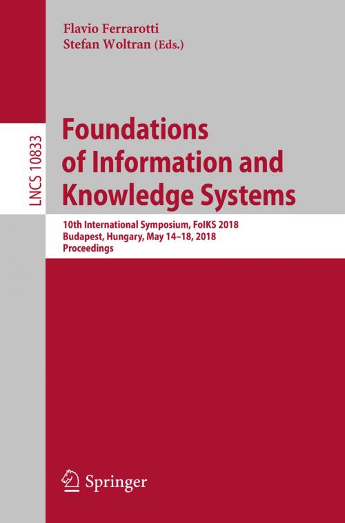 Cover of the book Foundations of Information and Knowledge Systems by , Springer International Publishing