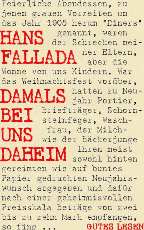 Cover of the book Damals bei uns daheim by Hans Fallada, epubli
