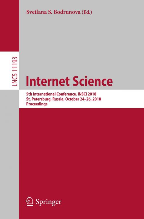 Cover of the book Internet Science by , Springer International Publishing