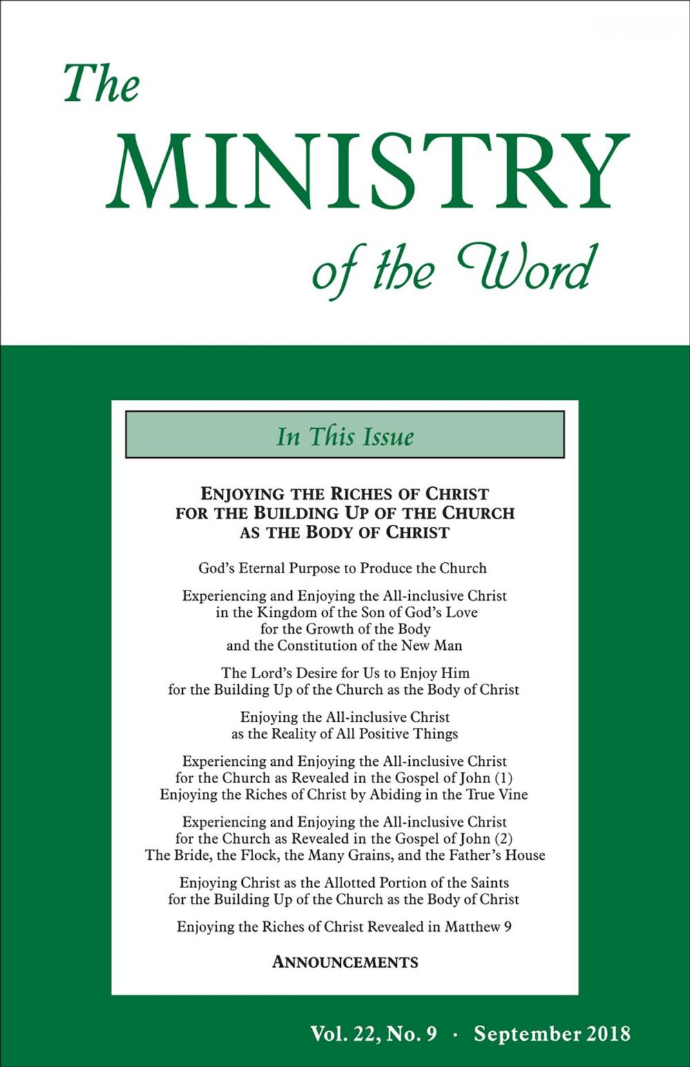 Big bigCover of The Ministry of the Word, Vol. 22, No. 09
