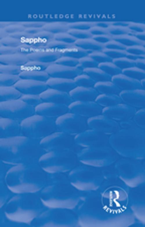 Cover of the book Revival: Sappho - Poems and Fragments (1926) by Sappho, Taylor and Francis