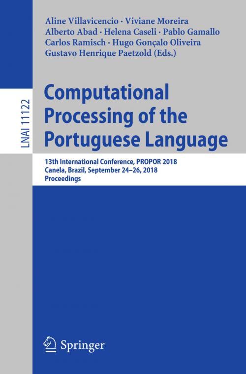 Cover of the book Computational Processing of the Portuguese Language by , Springer International Publishing