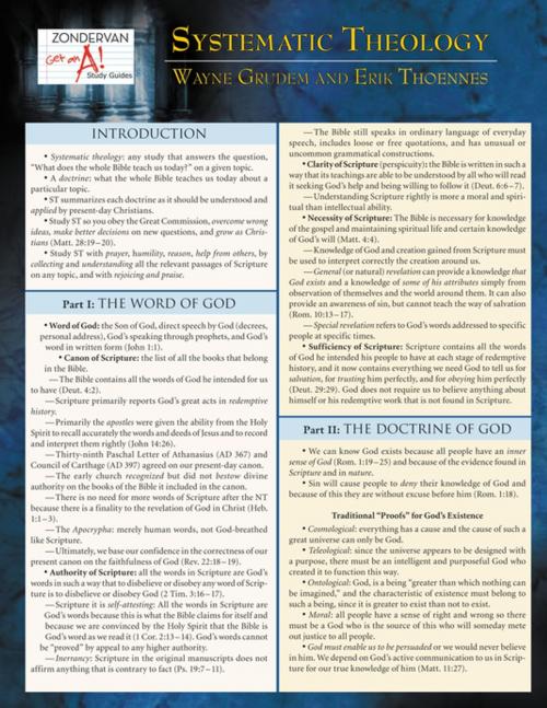 Cover of the book Systematic Theology Laminated Sheet by Wayne A. Grudem, Erik Thoennes, Zondervan Academic