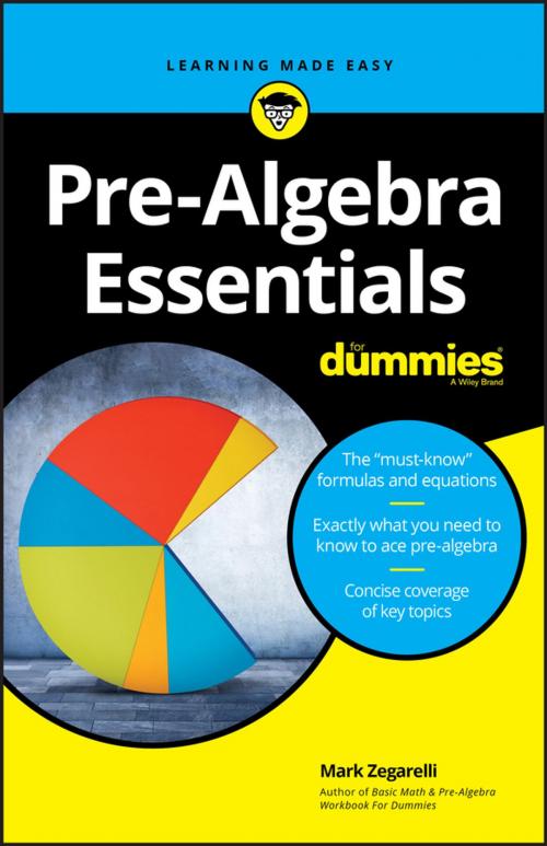 Cover of the book Pre-Algebra Essentials For Dummies by Mark Zegarelli, Wiley