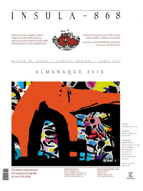 Cover of the book Almanaque 2018 (Ínsula n° 868, abril de 2019) by AA. VV., Grupo Planeta