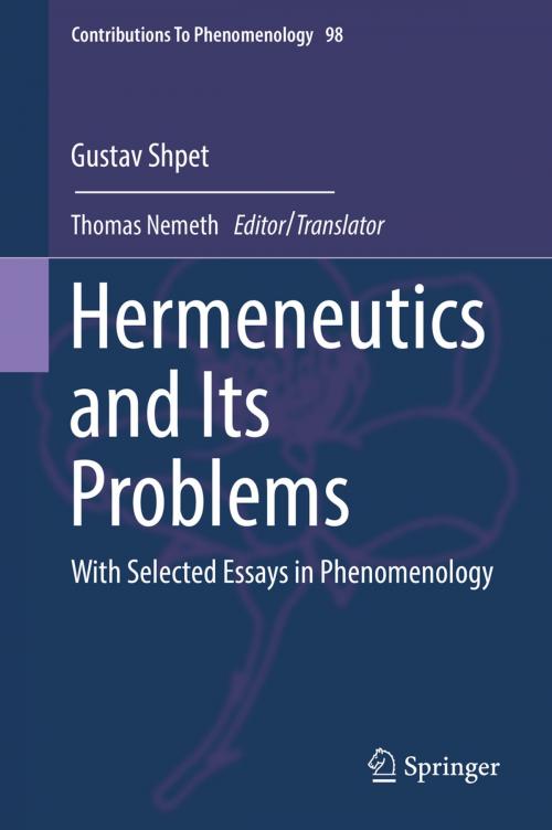 Cover of the book Hermeneutics and Its Problems by Gustav Shpet, Springer International Publishing