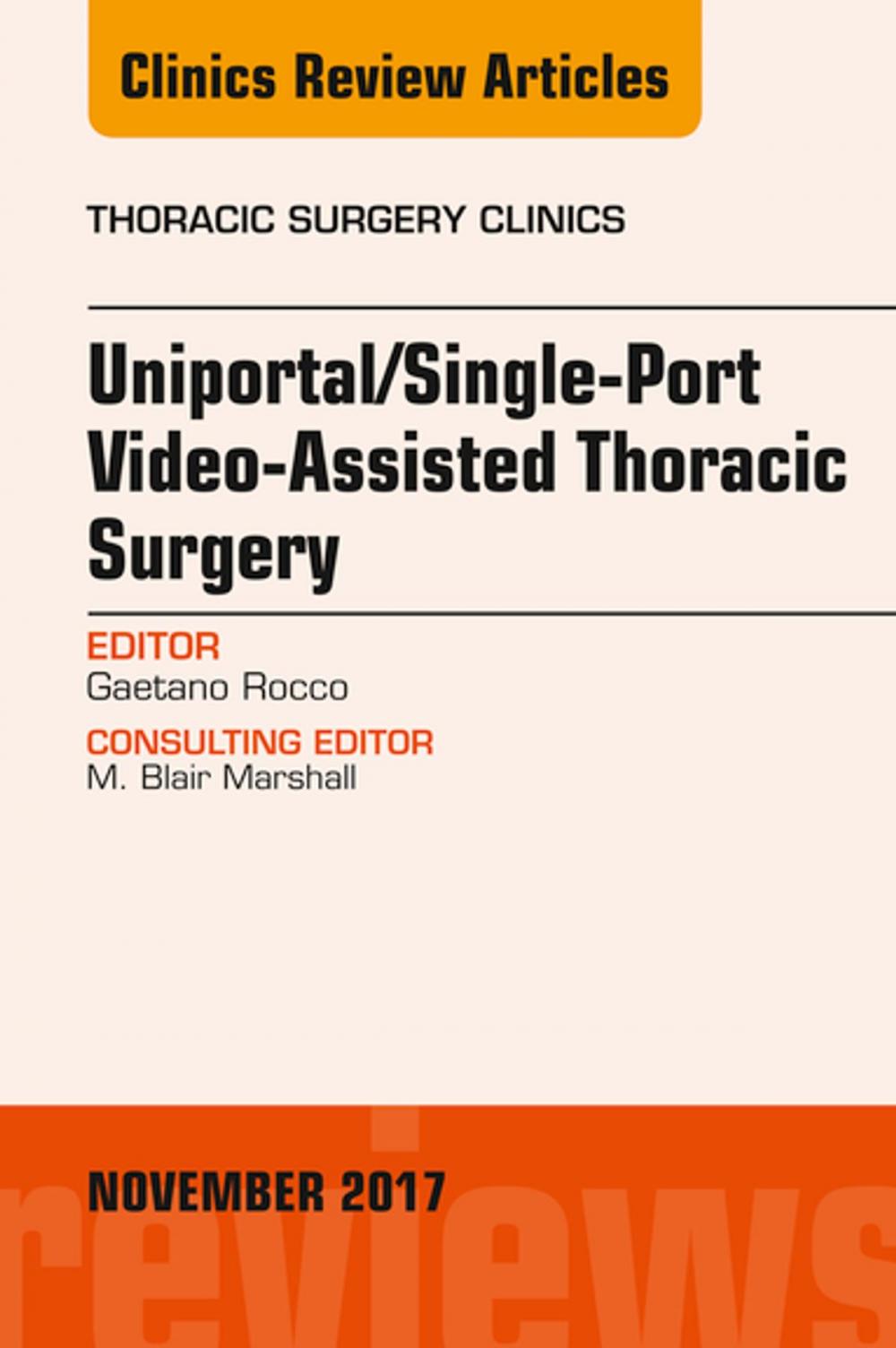 Big bigCover of Uniportal/Single-Port Video-Assisted Thoracic Surgery, An Issue of Thoracic Surgery Clinics, E-Book