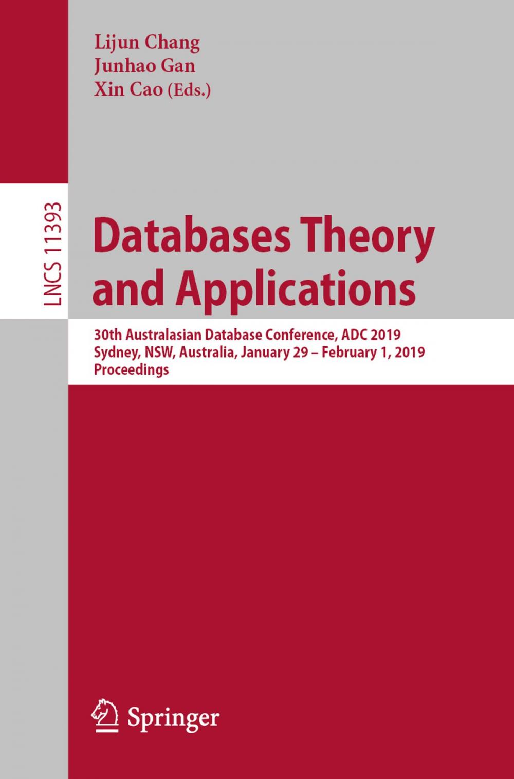 Big bigCover of Databases Theory and Applications