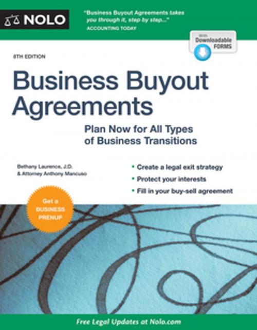 Cover of the book Business Buyout Agreements by Anthony Mancuso, Attorney, Bethany K. Laurence, J.D., NOLO