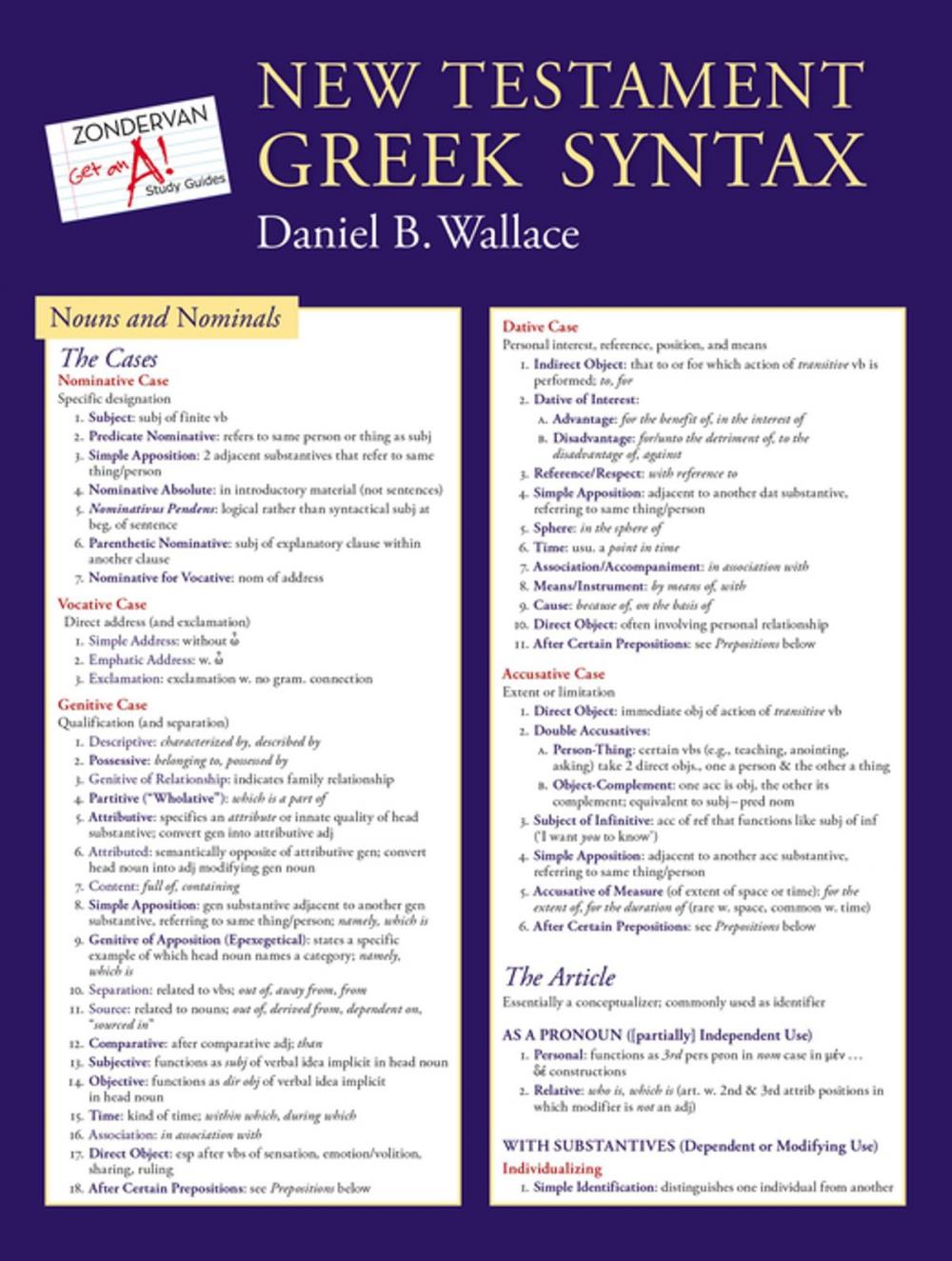 Big bigCover of New Testament Greek Syntax Laminated Sheet