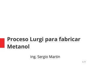 Book cover of Proceso Lurgi para fabricar metanol