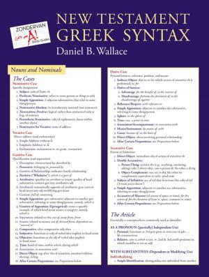 Cover of the book New Testament Greek Syntax Laminated Sheet by Daryl Charles, Tom Thatcher, Tremper Longman III, David E. Garland