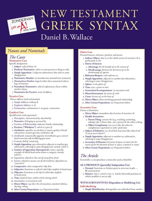 Cover of the book New Testament Greek Syntax Laminated Sheet by Daniel B. Wallace, Zondervan Academic