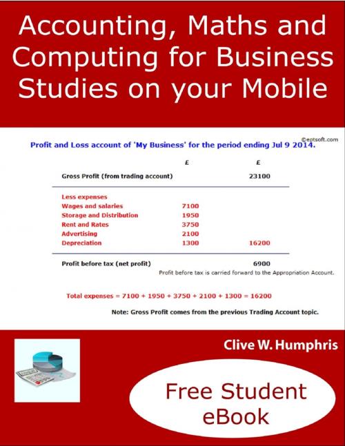 Cover of the book Accounting, Maths and Computing Principles for Business Studies on Your Mobile by Clive W. Humphris, Lulu.com