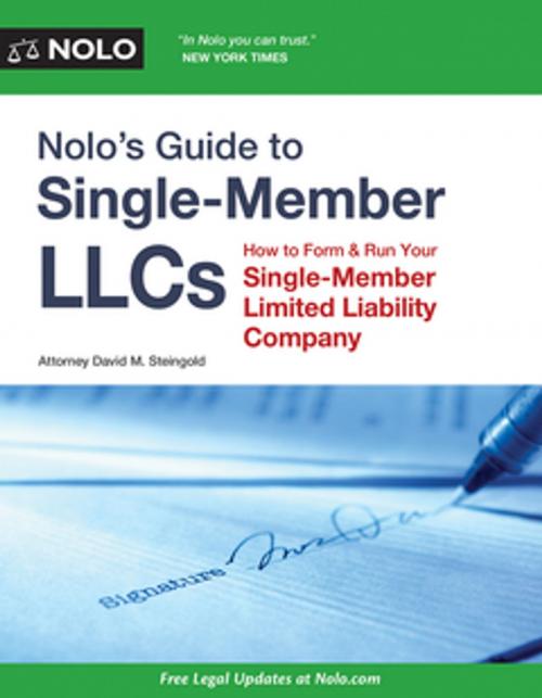 Cover of the book Nolo's Guide to Single-Member LLCs by David M. Steingold, Attorney, NOLO